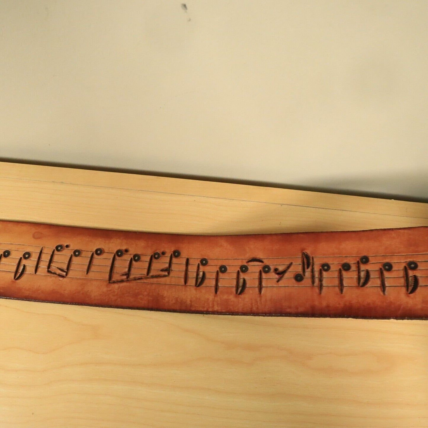 Leather Guitar Strap Laser Engraved Notes Design