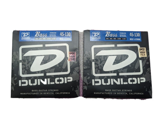 2 LOT Dunlop DBS45130 Super Bright Steel Bass Guitar 5-String Set 45-130