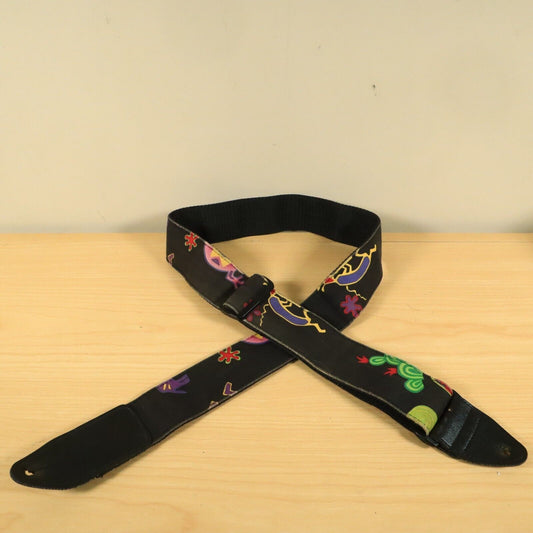 Neon 80s Pop 90s Art Deco Animal Abstract Guitar Strap Polyester - Multicolor