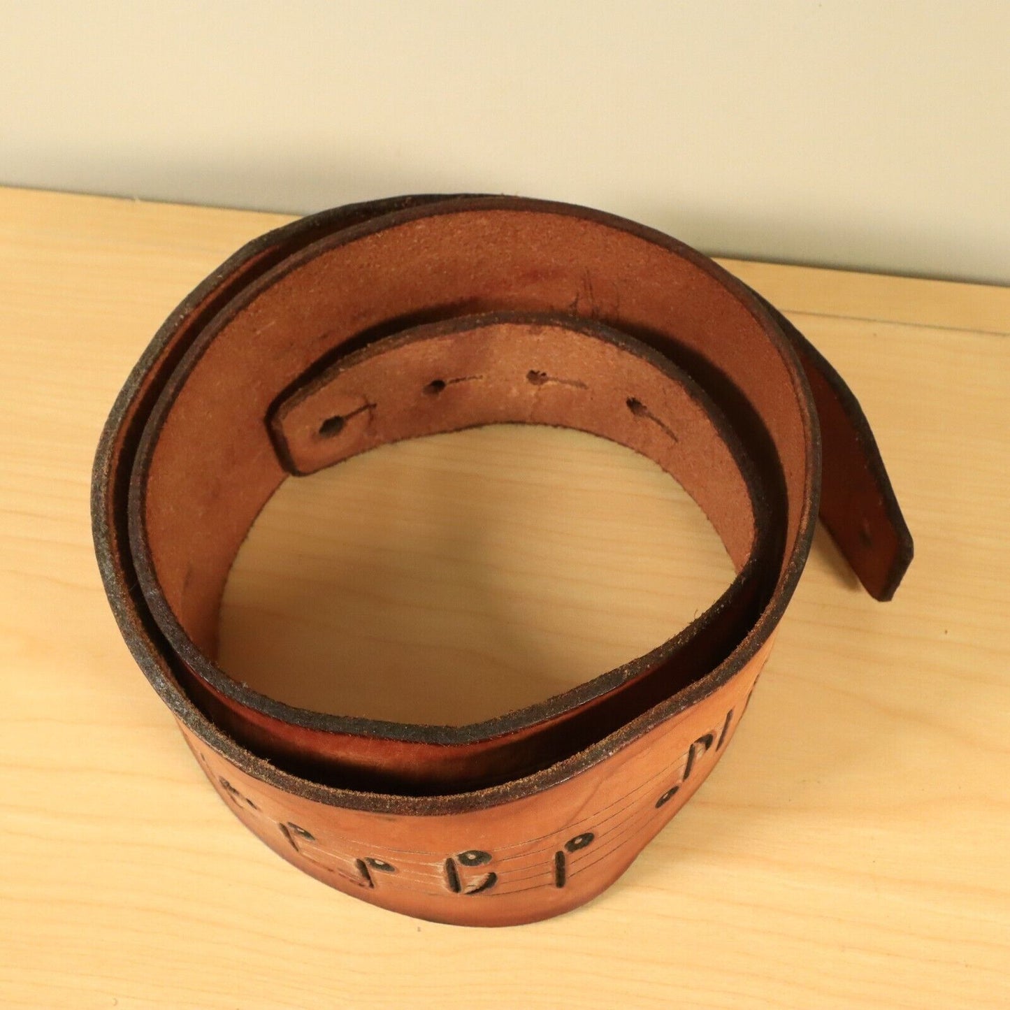 Leather Guitar Strap Laser Engraved Notes Design