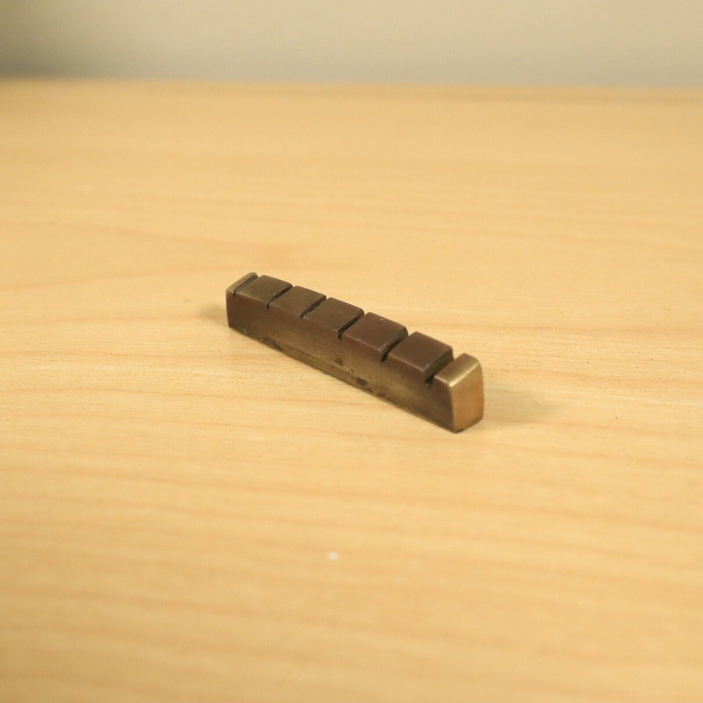1980s Vintage Mighty Mite Strat Brass Guitar String Slotted Nut 9.5 radius