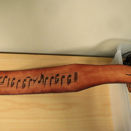 Leather Guitar Strap Laser Engraved Notes Design