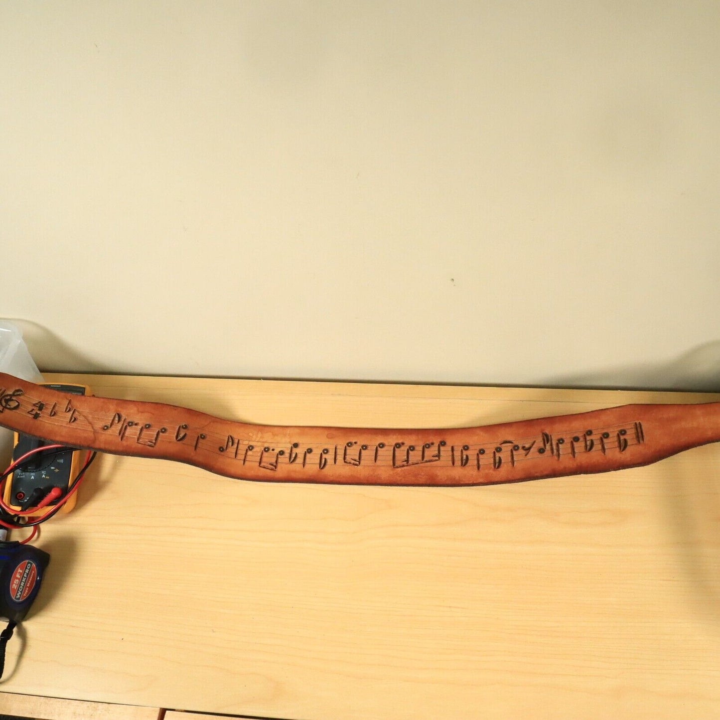 Leather Guitar Strap Laser Engraved Notes Design