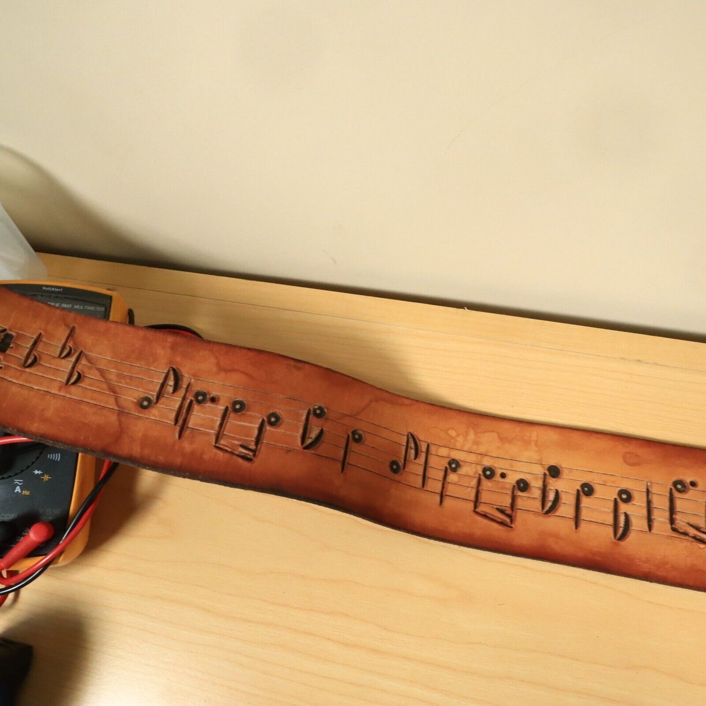 Leather Guitar Strap Laser Engraved Notes Design
