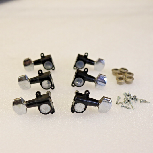 Rare Schaller Offset 3x3 Tuners Chrome Plastic Vintage 70's guitar W. Germany