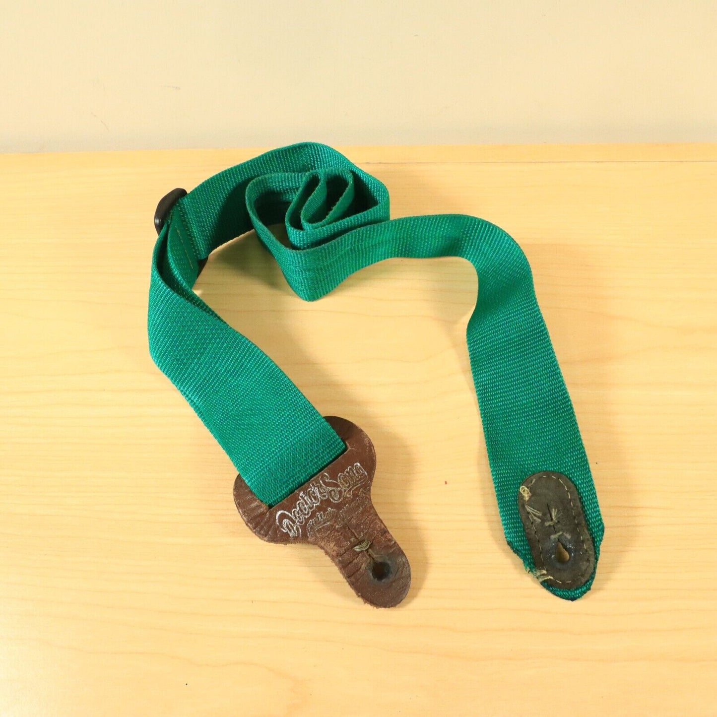 Vintage 90s Doctor Song USA Guitar Strap Green 2” Wide Adjustable Made In USA