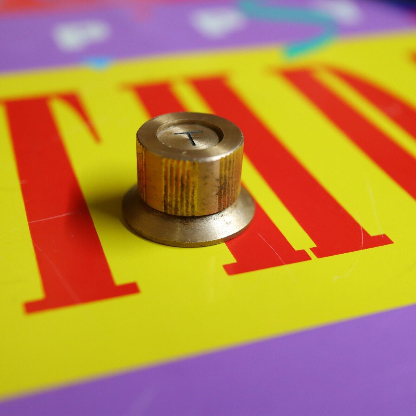 (1) Vintage Teisco Guitar Tone Knob Metal Gold Rare Univox Greco Ventura Japan