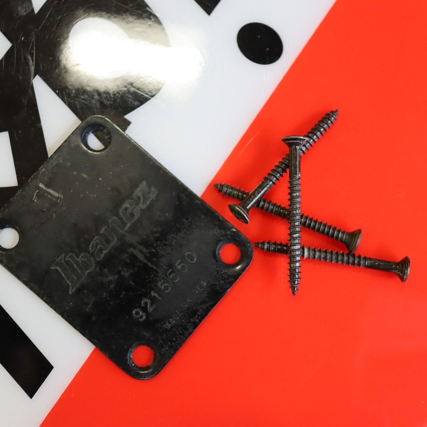 Vintage Ibanez Neck Plate Made in Korea Black MIK