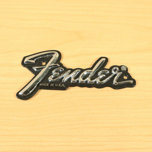 Fender "Made In USA" Metal Logo Amp Case Logo 1970's 1980's Black Chrome