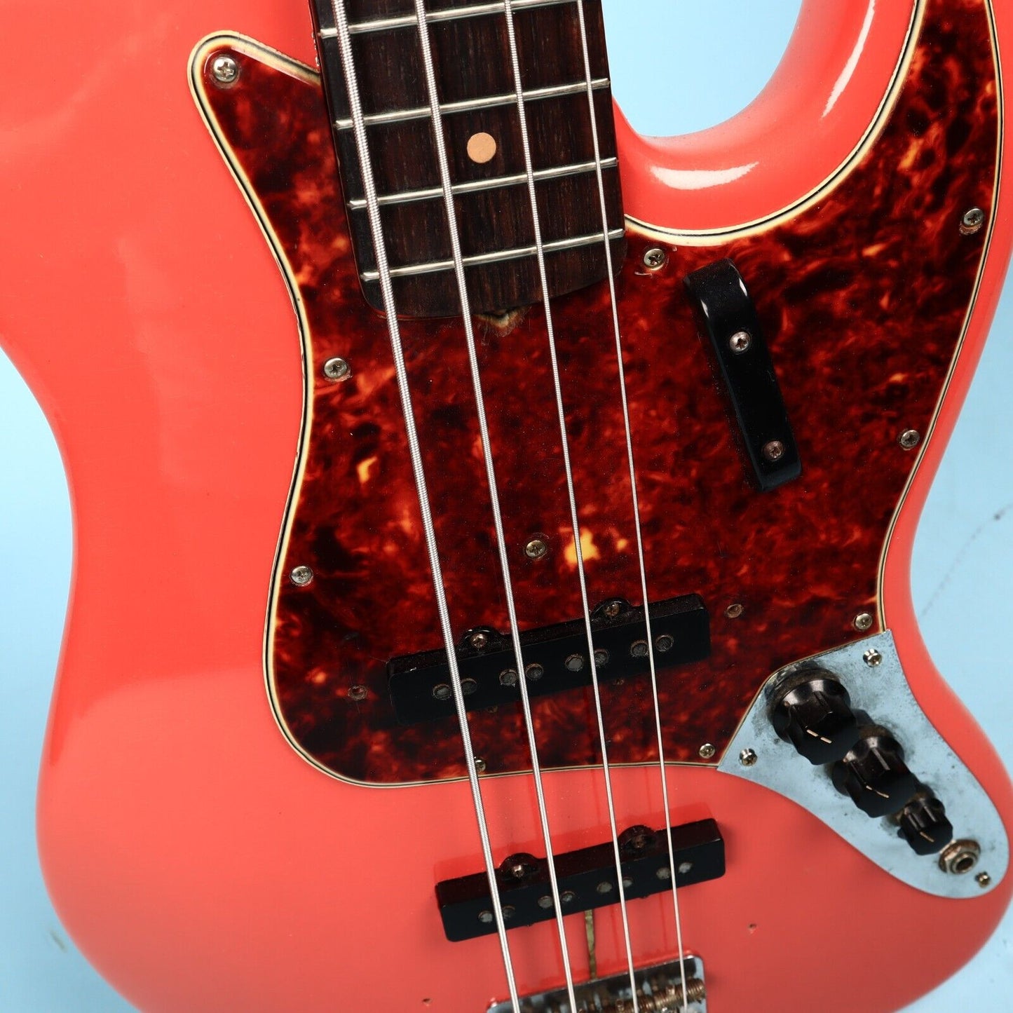 1961 Fender Jazz Bass Guitar Refin Fiesta Red
