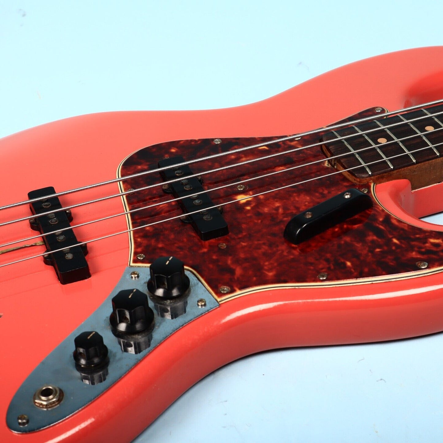 1961 Fender Jazz Bass Guitar Refin Fiesta Red