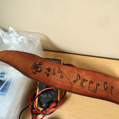 Leather Guitar Strap Laser Engraved Notes Design