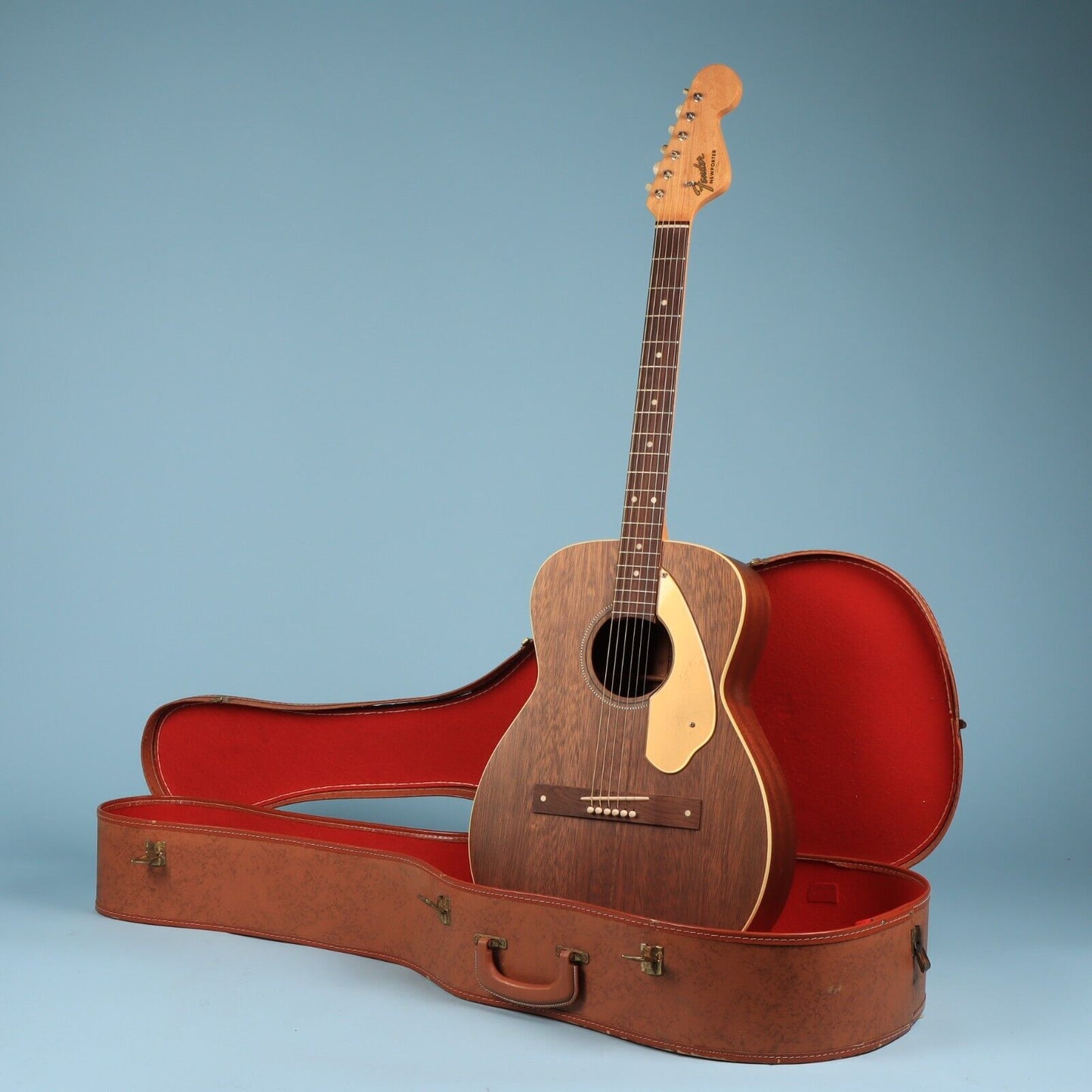 1960s Vintage Fender Newporter Acoustic Guitar Mahogany w/ Case Excellent Con.