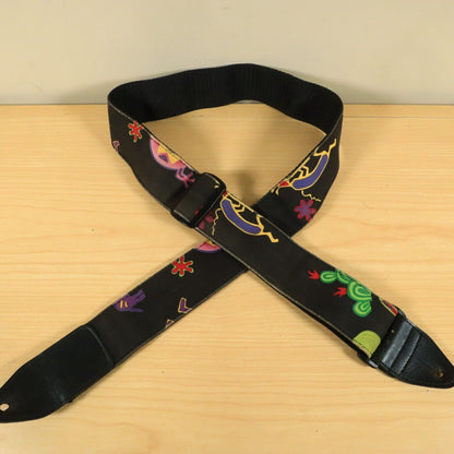 Neon 80s Pop 90s Art Deco Animal Abstract Guitar Strap Polyester - Multicolor