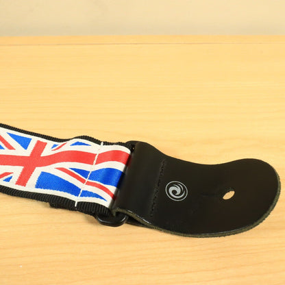 VERY COOL D'Addario Woven Guitar Strap Bass Union Jack British Flag Leather Tabs