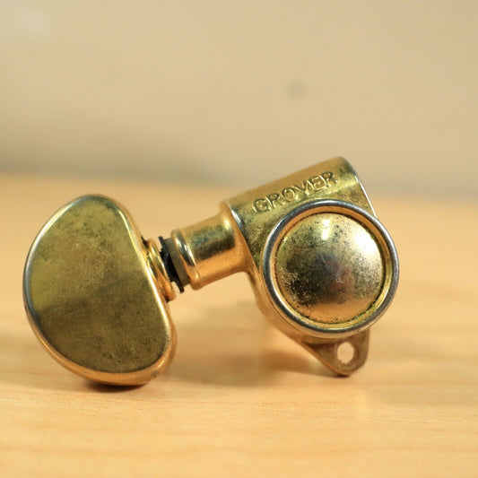 (1) Grover Rotomatic 3 x 3 Kidney Bean Tuner Patina GOLD Les Paul SG TREBLE Side