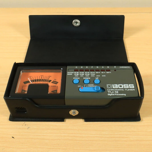 BOSS TU-12 Chromatic Tuner for Guitar and Bass No Battery Cover Tested Works