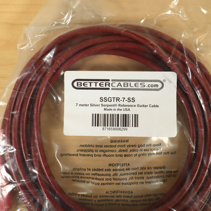 Silver Serpent Instrument Cable SSGTR-7-SS 7 Meters Reference Guitar
