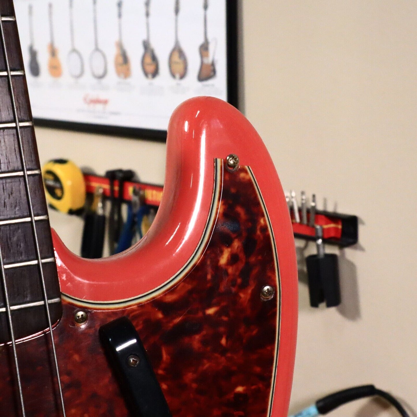 1961 Fender Jazz Bass Guitar Refin Fiesta Red