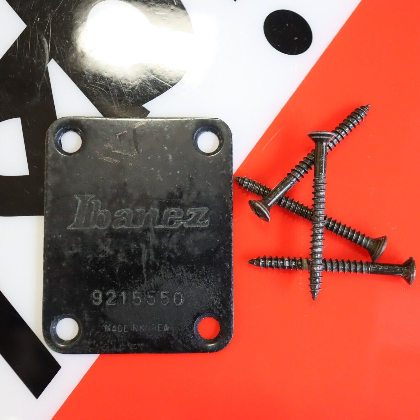 Vintage Ibanez Neck Plate Made in Korea Black MIK