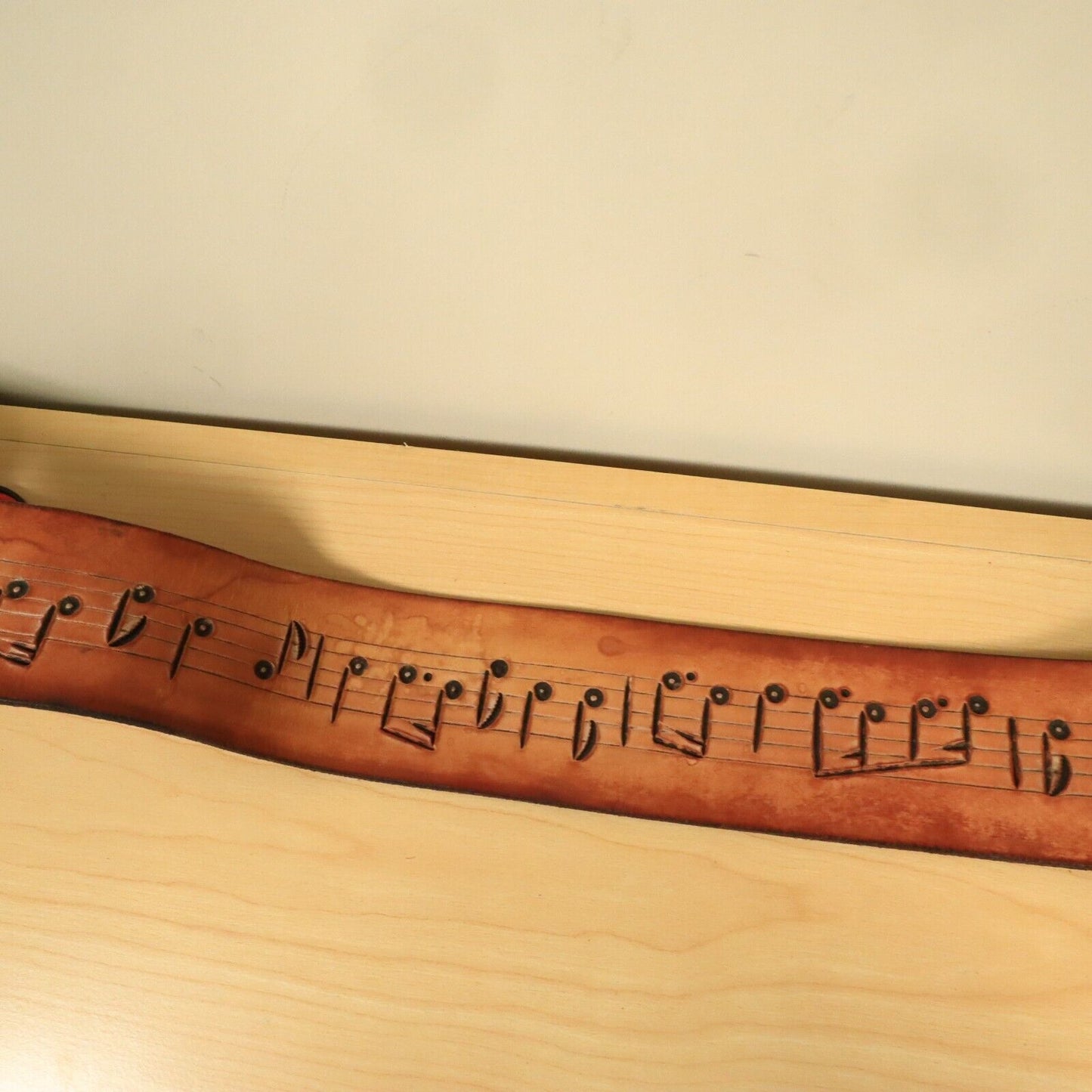 Leather Guitar Strap Laser Engraved Notes Design