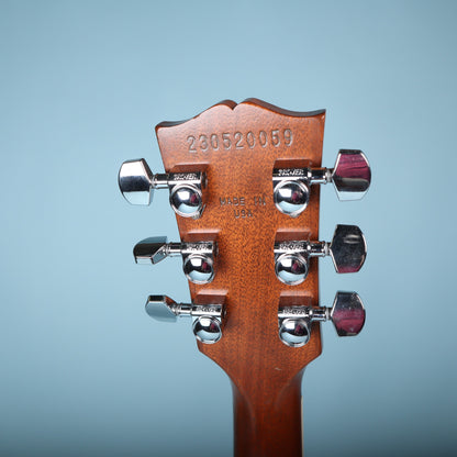 Back of the headstock showing serial number 230520059 and Grover tuners