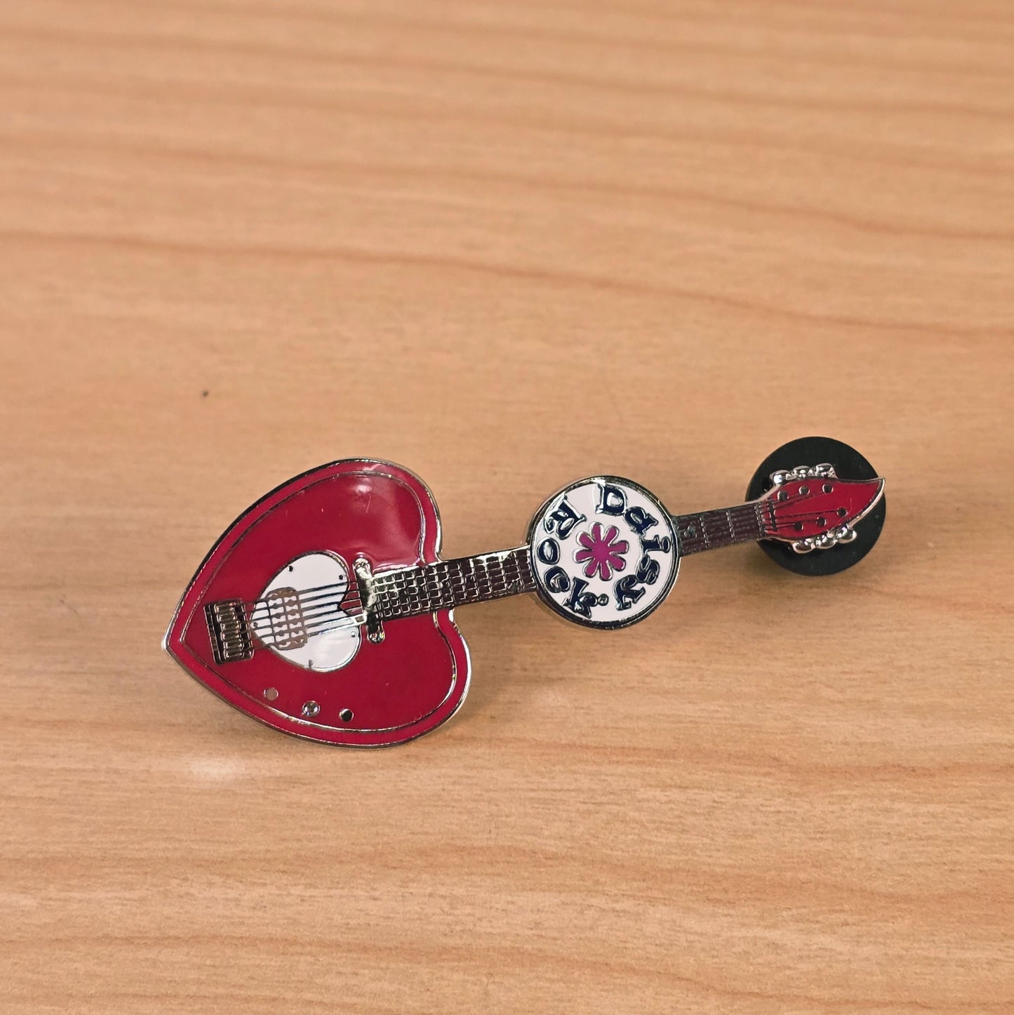 Daisy Rock Heartbreaker Guitar Enamel Tack Pin - Red