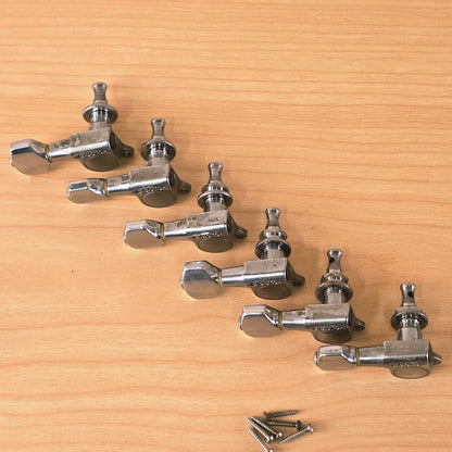 , preview full size image Vintage 1980's Gotoh / Fender 6 In Line Guitar Tuners Single Screw Type