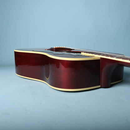 Side view of the opposite upper bout and neck heel join.