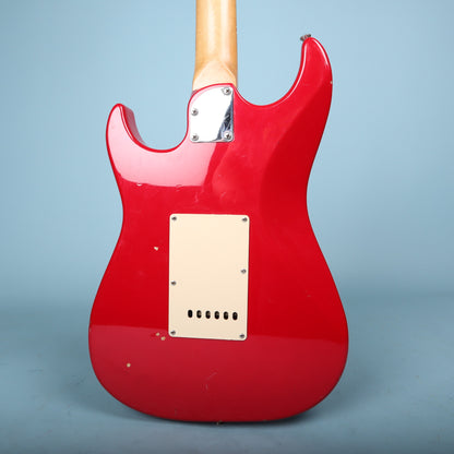 1998 Squier Stagemaster Reverse HH Electric Guitar Frost Red Floyd Rose