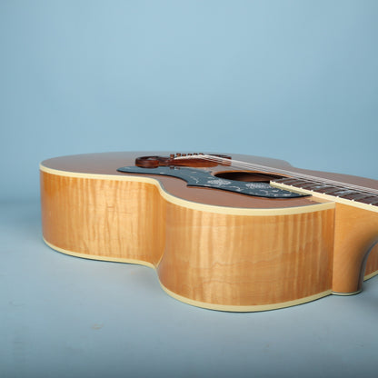 Upper bout and neck heel view showing heel cap and side profile.