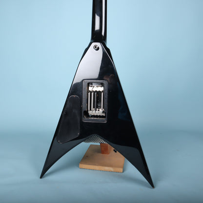 Rear view of the body showing the neck-through heel joint and open tremolo cavity