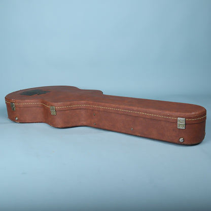 Rear view of the closed Gibson case showing hinges and metal feet