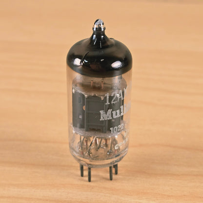 Side view of Mullard 12AX7A tube showing plate structure.