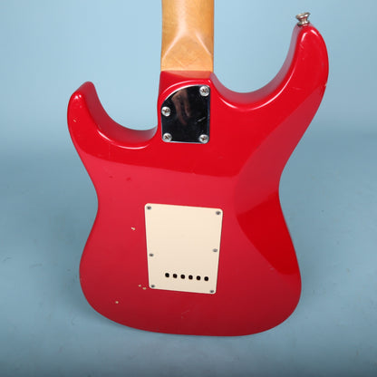 1998 Squier Stagemaster Reverse HH Electric Guitar Frost Red Floyd Rose