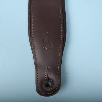 Detailed view of the embossed Levy's shield logo and reinforced lower strap hole