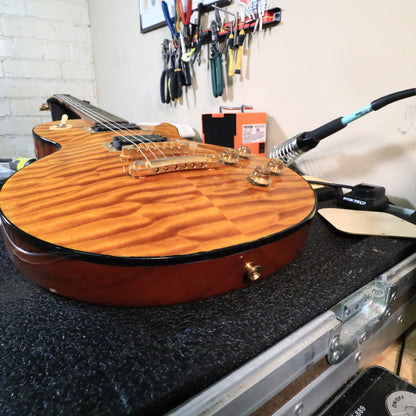 Warmoth Amber Quilt Maple Top Hombre LP-Style Electric Guitar