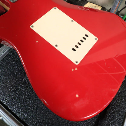 1998 Squier Stagemaster Reverse HH Electric Guitar Frost Red Floyd Rose