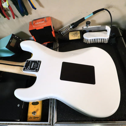 Full front view of white Charvel Custom Shop So-Cal Style 1 HH electric guitar.