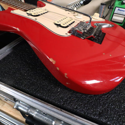 1998 Squier Stagemaster Reverse HH Electric Guitar Frost Red Floyd Rose
