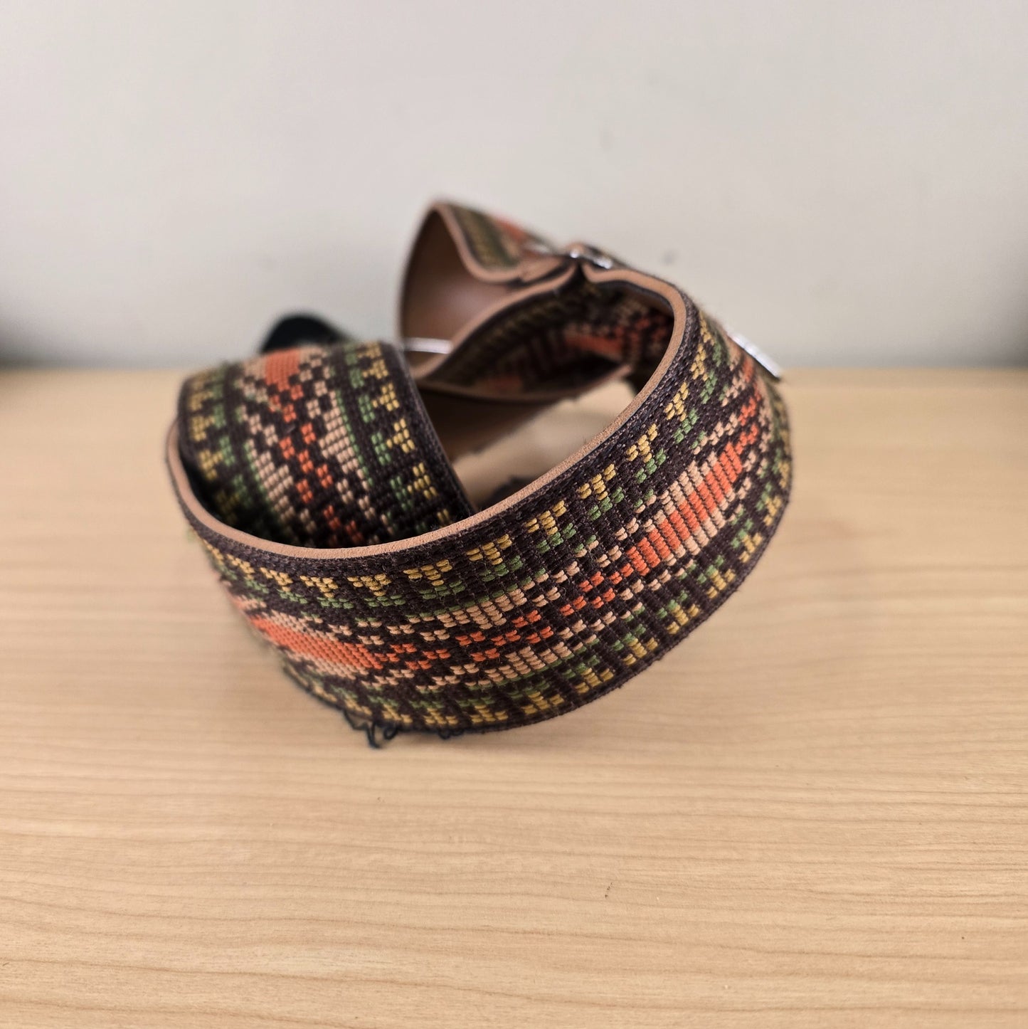 1970s Gibson Vintage Woven Guitar Strap Orange, Green, Brown