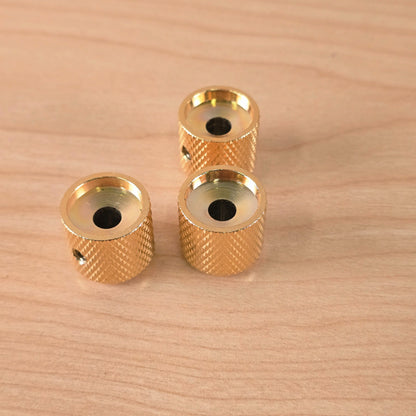 (3) Gold Knurled Dome Knobs for Guitar or Bass Set Screw Strat