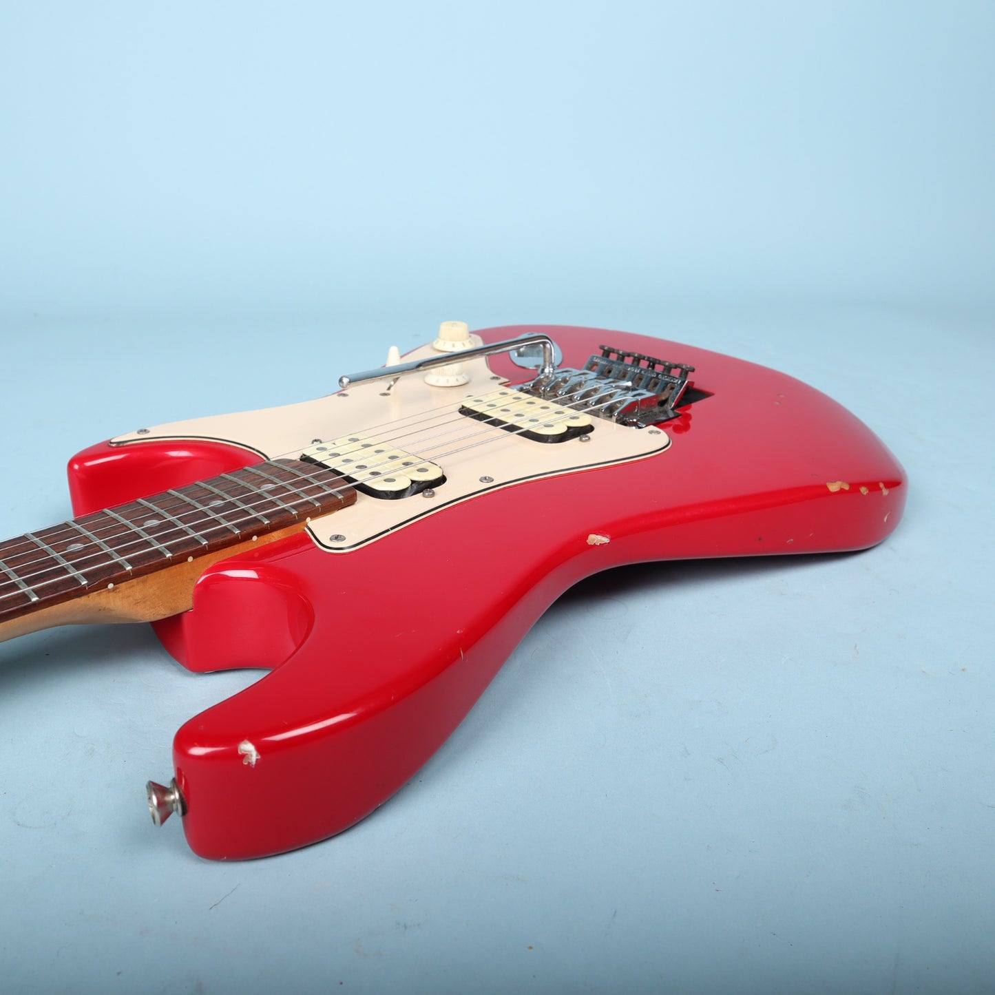 1998 Squier Stagemaster Reverse HH Electric Guitar Frost Red Floyd Rose