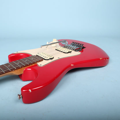 1998 Squier Stagemaster Reverse HH Electric Guitar Frost Red Floyd Rose