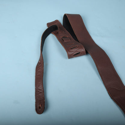 Levy's M26GF-BRN guitar strap showing full body and adjustment tail