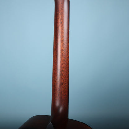 Close-up of the solid mahogany neck on the Martin 0-18.