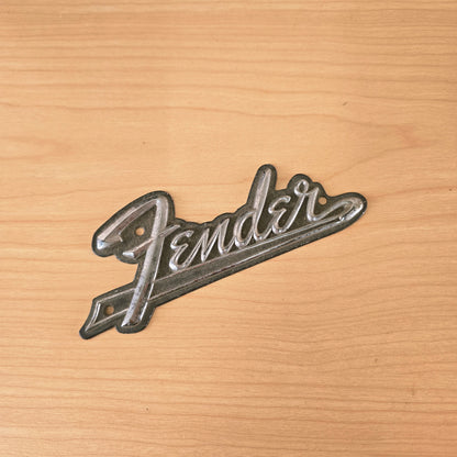 Fender Metal Logo Amp Case Logo 1970's 1980's Black Chrome