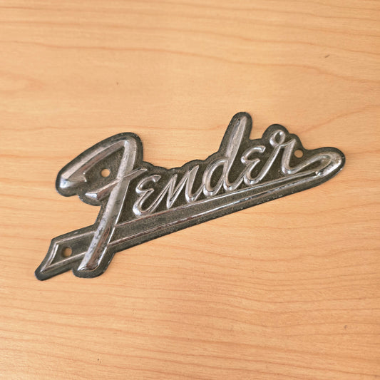Fender Metal Logo Amp Case Logo 1970's 1980's Black Chrome