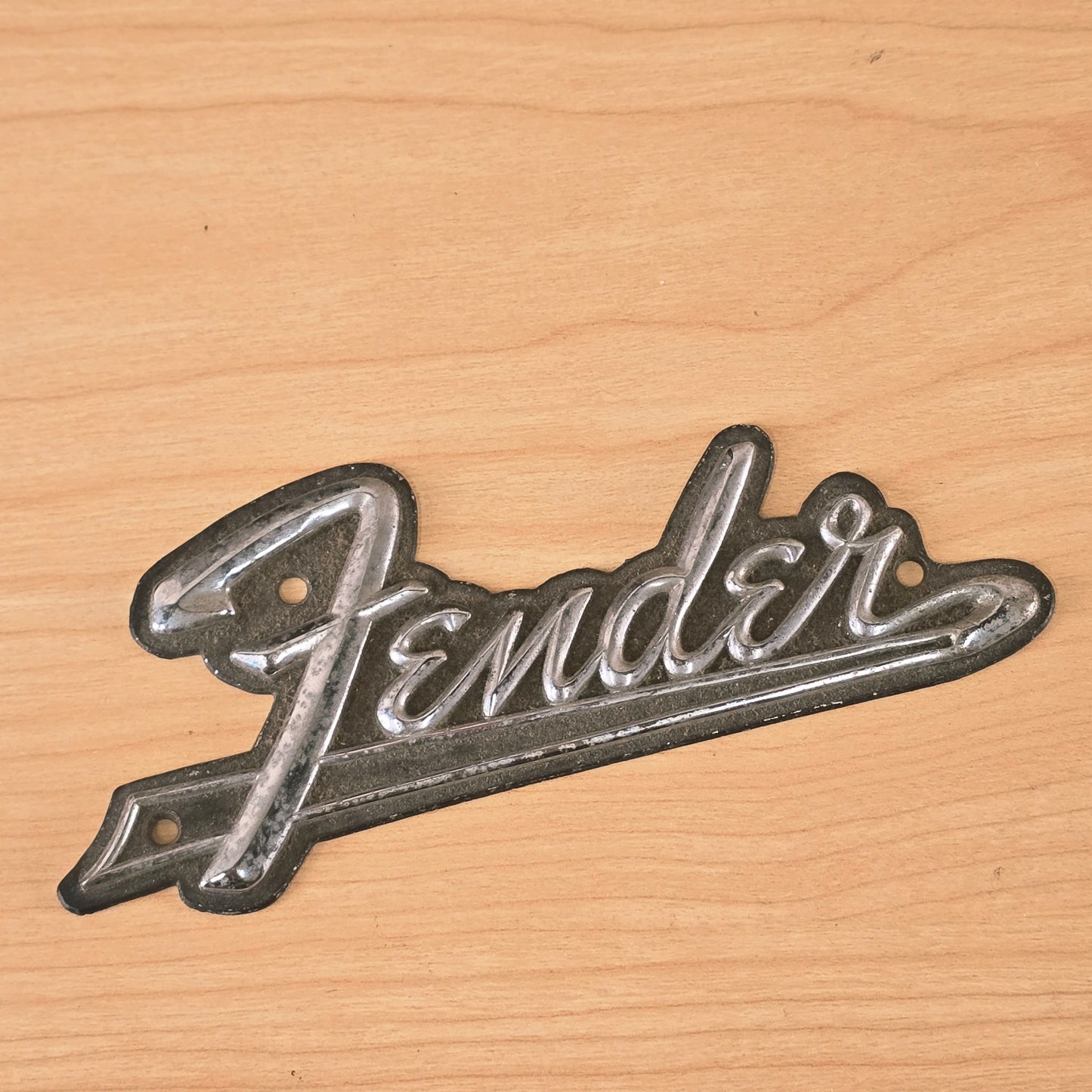 Fender Metal Logo Amp Case Logo 1970's 1980's Black Chrome