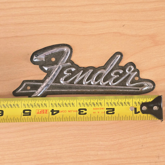 Fender Metal Logo Amp Case Logo 1970's 1980's Black Chrome
